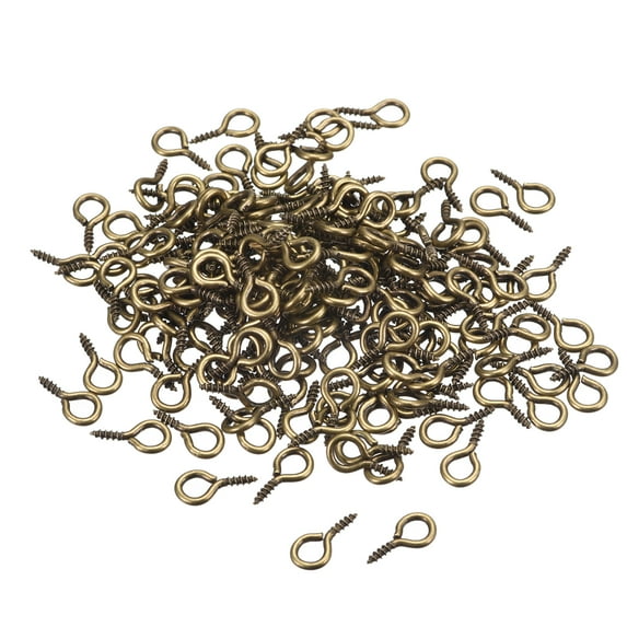 300 Pack Small Screw Eye Hooks Mini Eyelets Screws, 6.8x13x1.4mm, Bronze Tone