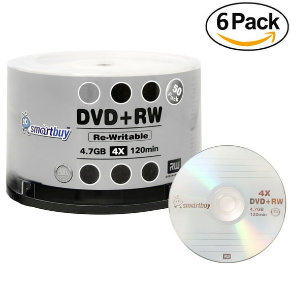 300 Pack Smartbuy Blank DVD+RW 4x 4.7GB 120Min Branded Logo Rewritable DVD Media Disc