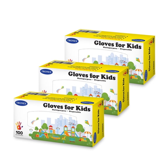 Tronex Nitrile Disposable Gloves for Kids, Ages 6-12, Powder-Free, Blue, 300 Pack