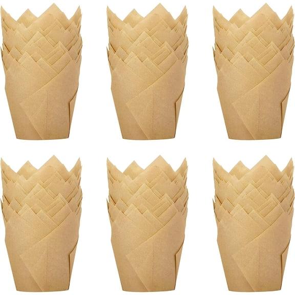 300 Pack Tulip Parchment Cupcake Liners Standard Baking Cups Muffin Wrappers Perfect for Baking, Birthday Parties, Weddings, Baby Showers, Bakeries, Catering, Restaurants (Nature)