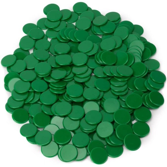 300-Pack of Solid Opaque 3/4-Inch Bingo Chips, Counting & Math activity, Green