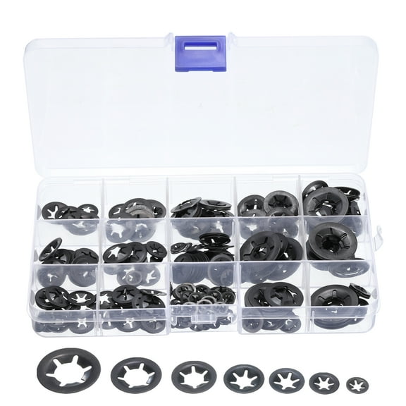 300 Packs Internal Tooth Star Lock Washers Set M3 M4 M5 M6 M8 M10 M12 Quick Locking Washers, 65Mn Steel