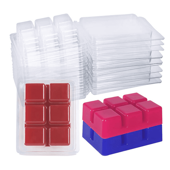 300 Packs Wax Melt Clamshells , Clear Empty Plastic Square Tray for Wax Tarts Candles