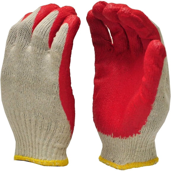 300 Pairs Latex Dipped Work Gloves, Red Palm Nitrile Coated Safety Gloves, Cotton Polyester Shell for Heavy Duty and Wet Environments, Made in Korea, Red