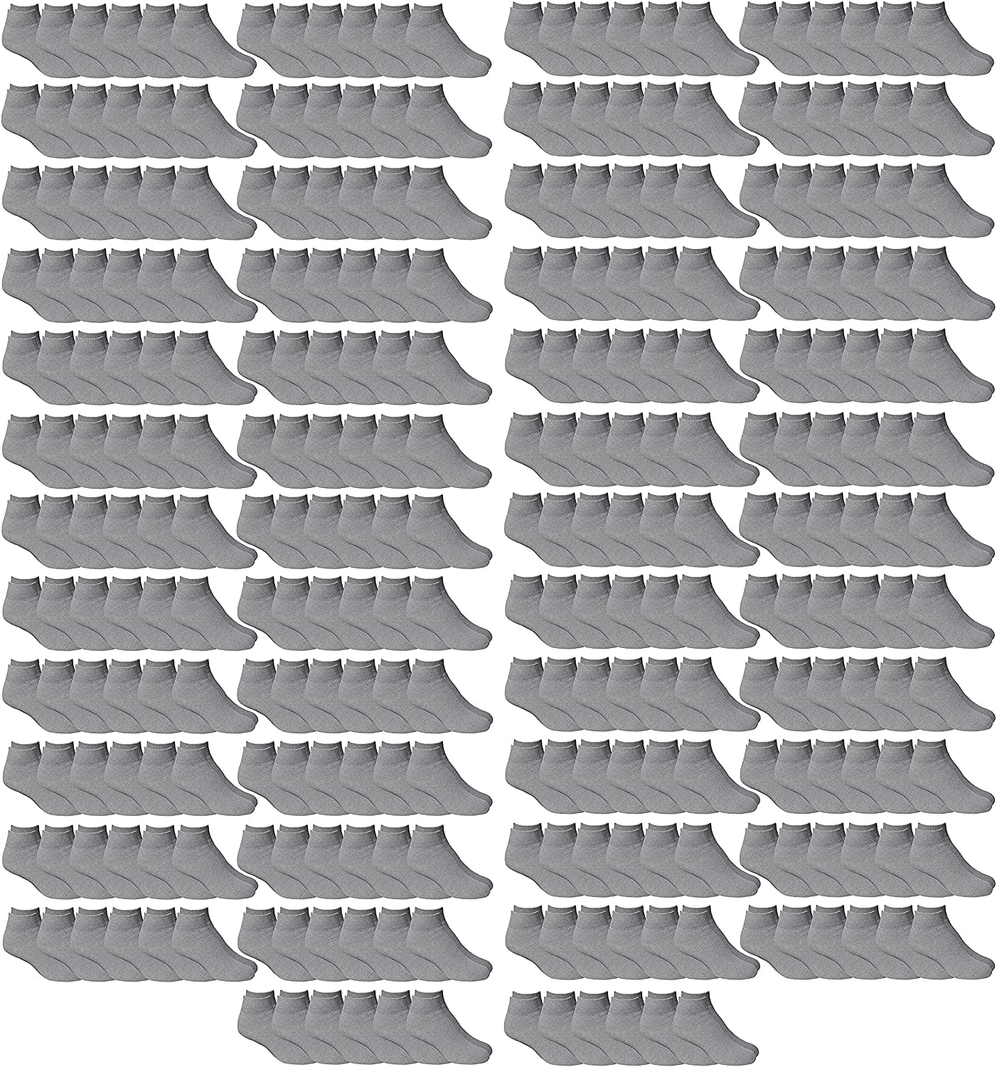 300 Pairs Mens & Womens Low Cut Ankle Socks, Cotton, Cheapest Ankle Sock, Donation Homeless, Lightweight Bulk Case Wholesale (300 Pairs Mens Grey)