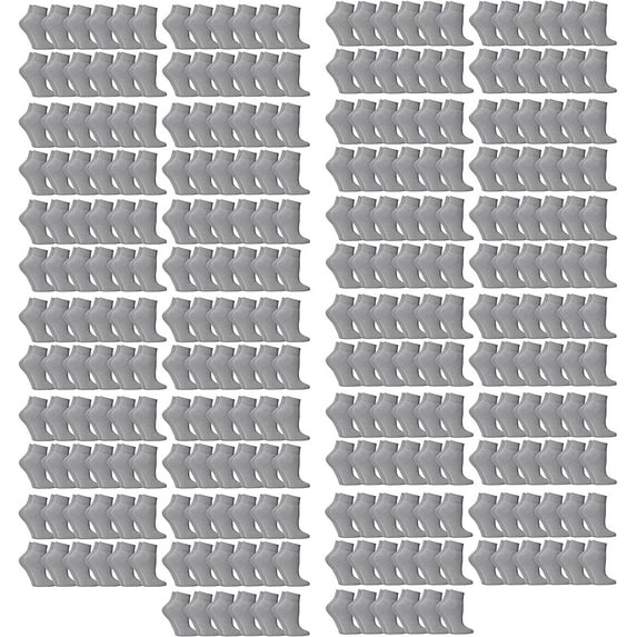300 Pairs Mens & Womens Low Cut Ankle Socks, Cotton, Cheapest Ankle Sock, Donation Homeless, Lightweight Bulk Case Wholesale (300 Pairs Mens Grey)