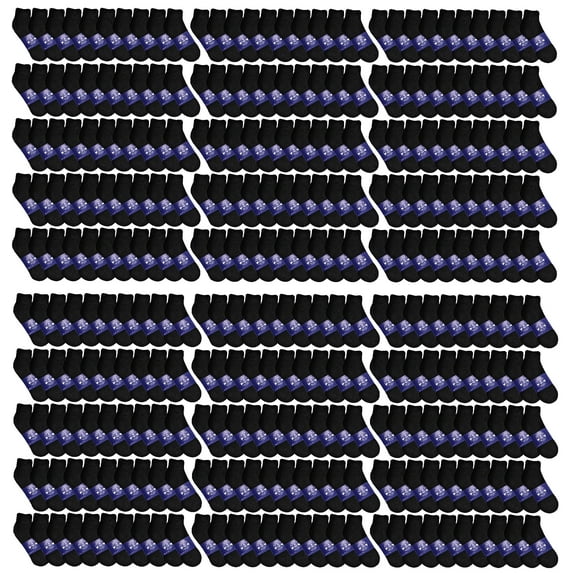 300 Pairs Mens & Womens Quarter Ankle Socks, Cotton, Cheapest Ankle Sock, Donation Homeless, Light weight Bulk Case Wholesale (300 Pairs Mens Black)