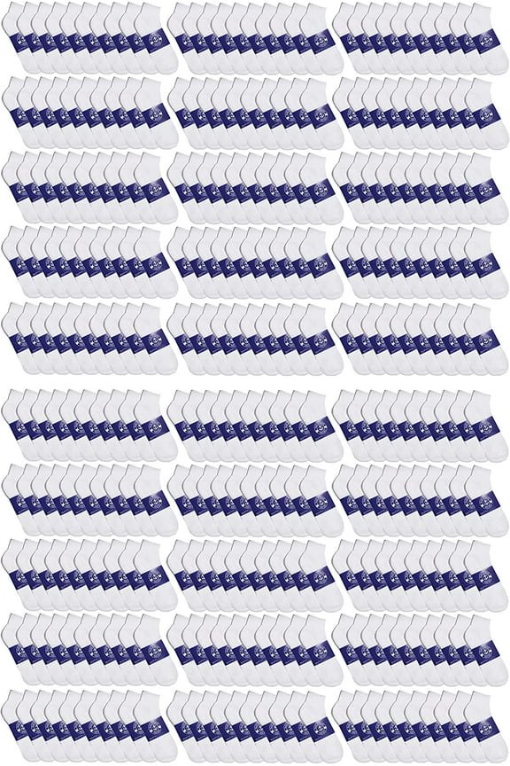 300 Pairs Mens & Womens Quarter Ankle Socks, Cotton, Cheapest Ankle Sock, Donation Homeless, Light weight Bulk Case Wholesale (300 Pairs Woens White)