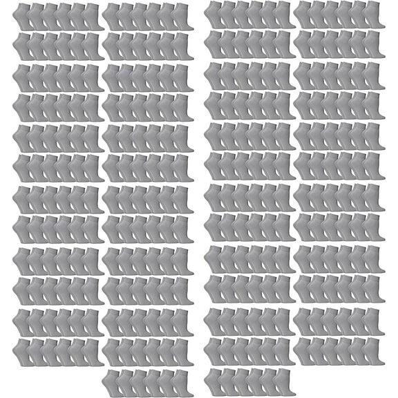 300 Pairs Mens & Womens Quarter Ankle Socks, Cotton, Sock, Donation Homeless, Light weight Bulk Case Wholesale (300 Pairs Womens Grey)