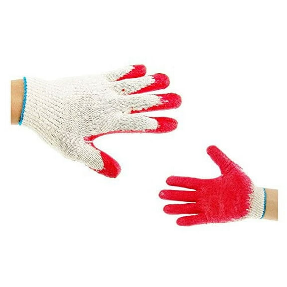 300 Pairs String Knit Red Palm Latex Dipped Gloves, Made in Korea -WRGKR300W/B