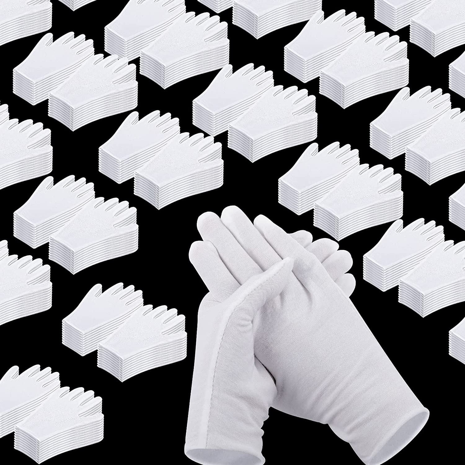 300 Pairs White Cotton Gloves Bulk Pack for Drying Hands Eczema, White