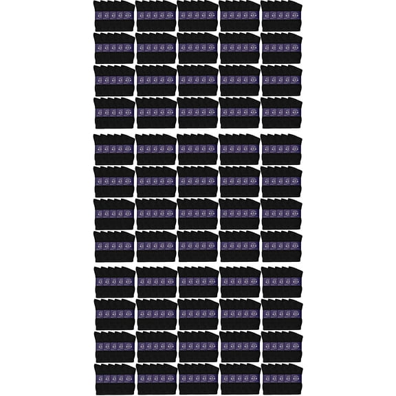 Yacht & Smith 300 Pairs of Mens & Womens Cotton Crew Socks for Homeless Shelter Donations, Wholesale Bulk, Case Pack (300 Pairs Womens Black Crew, one_size)