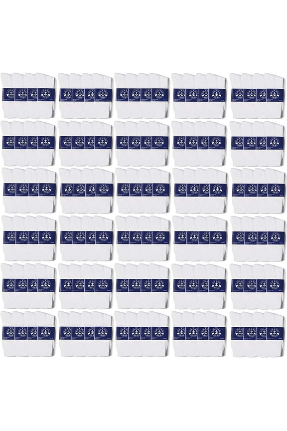 300 Pairs of Mens & Womens Cotton Crew Socks for Homeless Shelter Donations, Cheap, Wholesale Bulk, Case Pack (300 Pairs Womens White Crew, one_size)