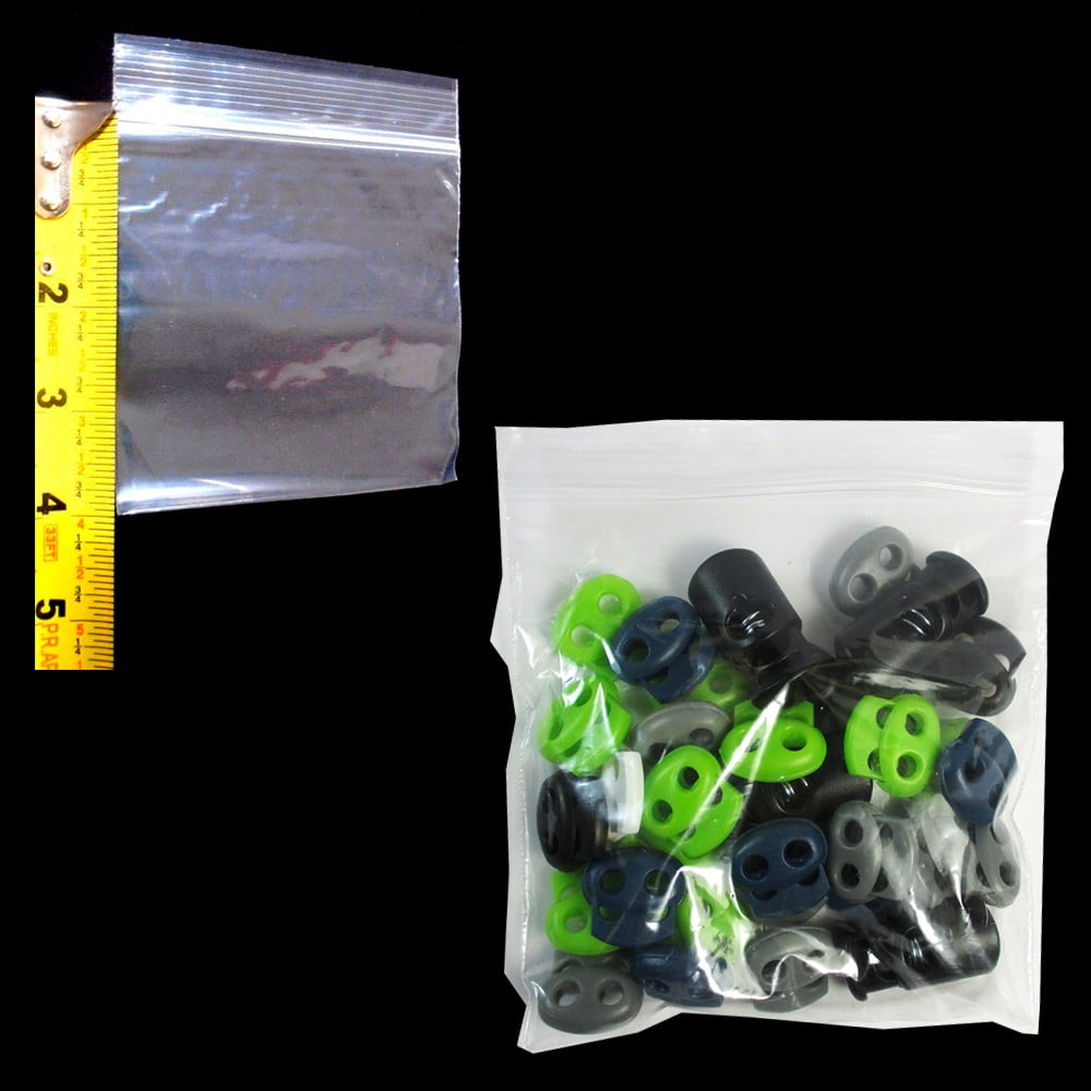 Mmbm Resealable Poly Bag, 4x7 inch, 1000 Pack, 2 mil, Clear, Lock Seal Zipper, Reclosable Zip Plastic Baggies