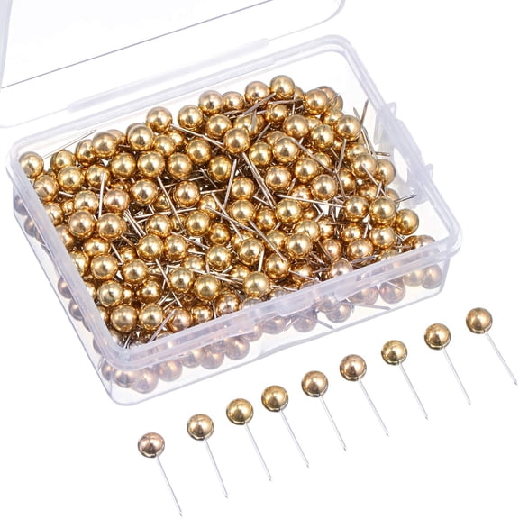300 Pcs 1/5 Inch Gold Metal Map Tacks Push Pins Professional Daily Secure Organizing