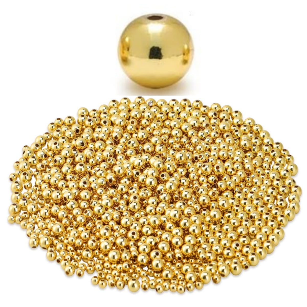Gold Spacer Beads for Jewelry Making Trianu Gold Round Beads and Gold Flat Clay Beads for Bracelets Making Small Gold Filled Beads for Jewelry