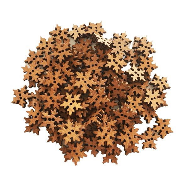 300 Pcs 2 Holes Retro Snowflake Shape Wooden Sewing Buttons for Sewing Scrapbooking