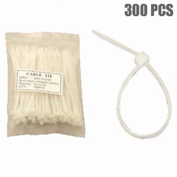 300 Pcs 4 Inch Nylon Plastic Cable Zip Ties Cord Strap Wire Management Clear