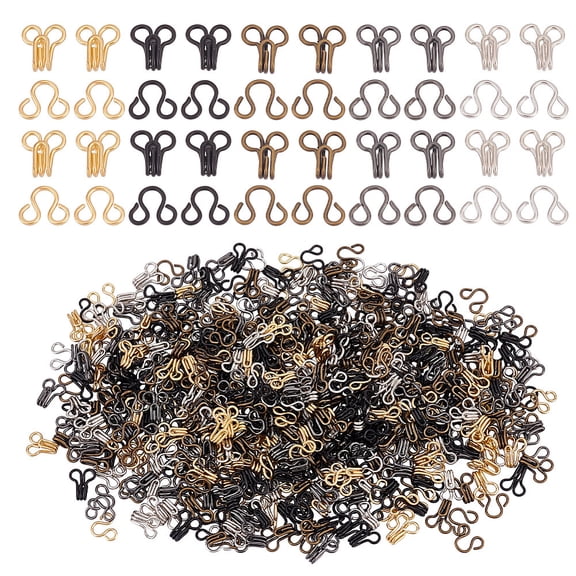 300 Pcs 5 Colors Brass Garment Hook and Eye 10mm Mini Sewing Hooks and Eyes Closure Hook and Eye Latch Perfect for Clothes Sewing Projects Craft