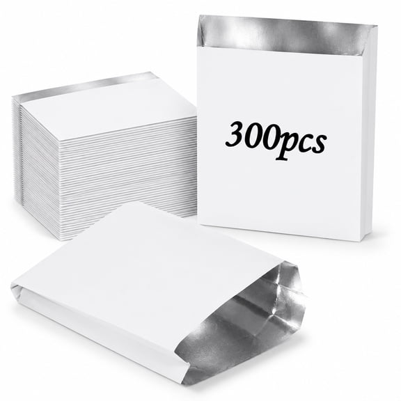 300 Pcs Bags Sandwich Wrappers White Foil Food Burger Bags Grease Resistant Hot Dog Hamburger Insulated Burrito Aluminum Breakfast Hotdog Wraps Lunch Snack Takeout Packing 6.5 x 8.1 x 2.2 Inch