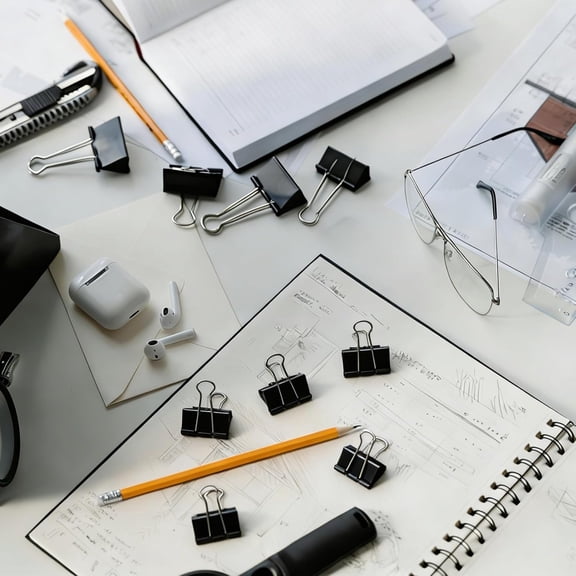 300 Pcs Binder Clips Assorted Sizes, 6 Sizes Jumbo, Large, Medium, Small, Mini and Micro, Metal Paper Clamps, Bulk Black Metal Binding Med Clips Office Supplies for Teachers Business$$Office