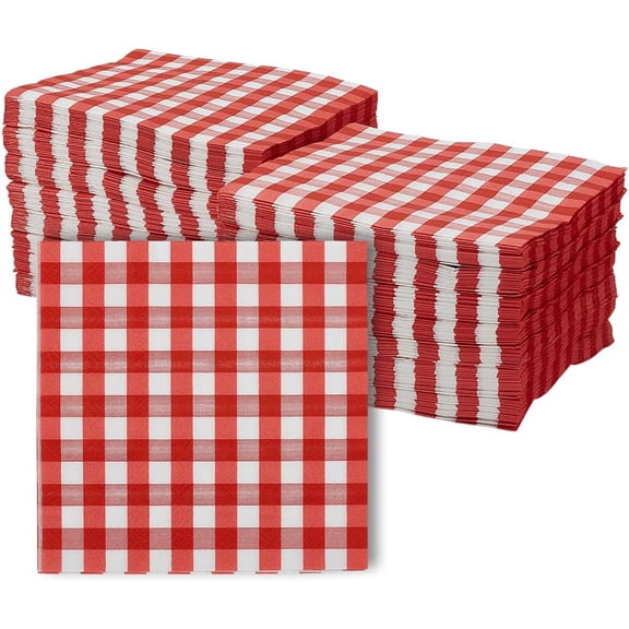 300 Pcs Buffalo Plaid Napkins 9.8 x 10 Inch Red Checkered Napkins Gingham Paper Napkin for Wedding Easter Dinner Picnic BBQ Birthday