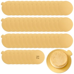 300 Pcs Cake Boards, 3.5 in Mini Round Base Set, Golden Cardboard Mousse Plates, Disposable Dessert Circles with Thumb Notch, Pastry Presentation