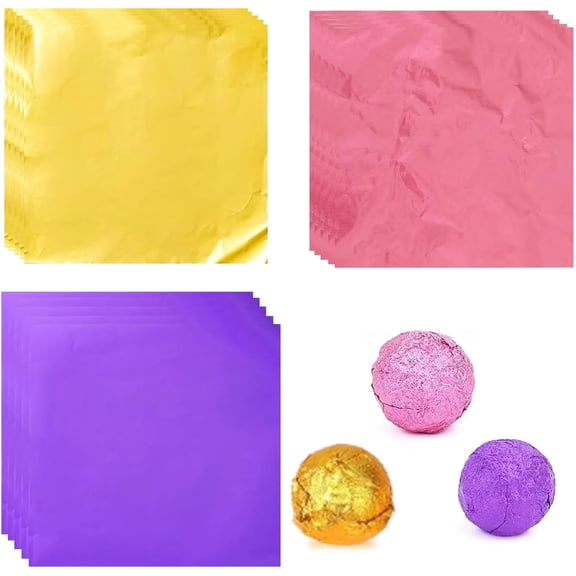 300 Pcs Chocolate Bar Wrappers, 6x6 inches Candy Bar Wrappers Colored Aluminum Foil Candy Wrapping Paper for Chocolate Bar Packaging Candy Packaging Decoration