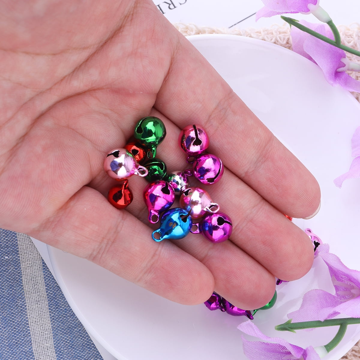 300 Pcs Colorful Christmas Jingle Bells 6mm 8mm 10mm Assorted Sizes