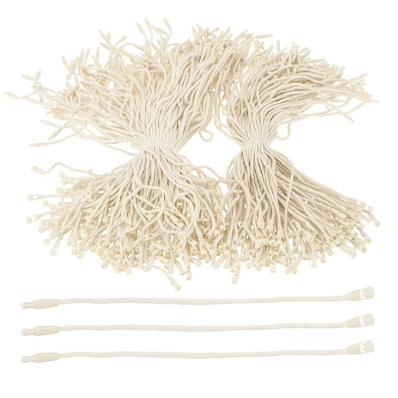 300 Pcs Cotton Hang Tag String, 8 Inch Beige Snap Lock Pins Loop Fastener Price Tag Ties for Clothes Shoes Luggage