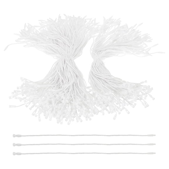 300 Pcs Cotton Hang Tag String, 8 Inch White Snap Lock Pins Loop Fastener Price Tag Ties for Clothes Shoes Luggage