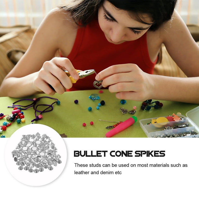 300 Pcs DIY Spike Cone Studs Rivets Cone Spike Studs Beads Flat Back Spikes  Beads