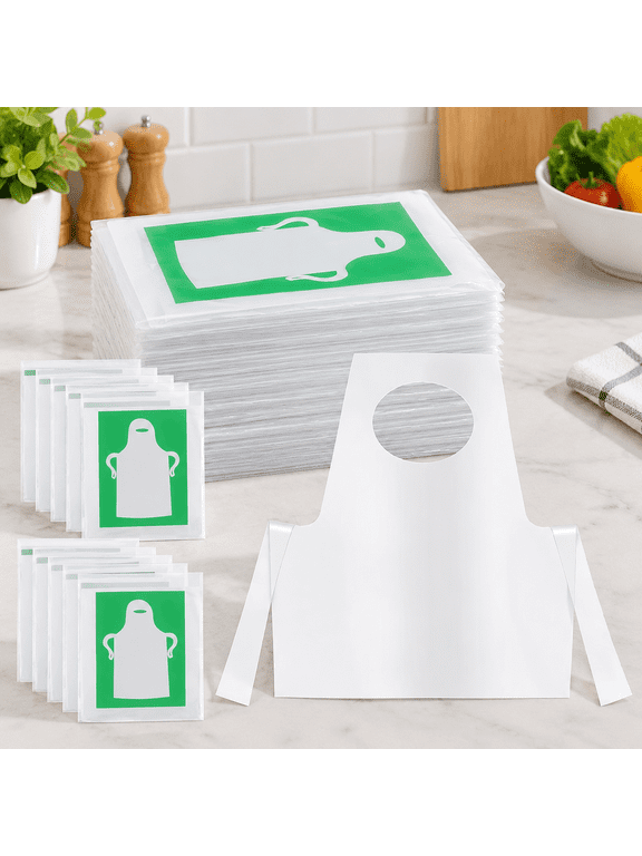 300 Pcs Disposable Aprons, Clear Plastic Smocks Painting Apron Disposable Waterproof Oil Proof Art Apron for Cooking, Eating, Painting, DIY Craft, Picnic