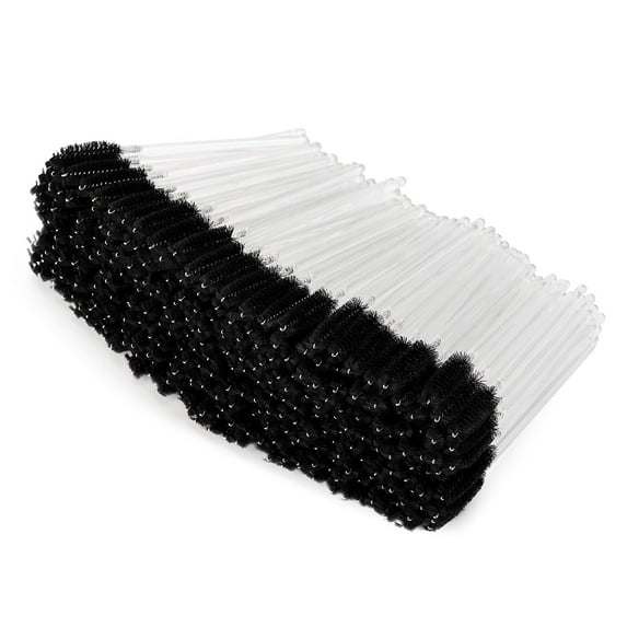 300 Pcs Disposable Black Spoolies Mascara Wand Eyelashes Brushes for Eyebrow Eye Lash Extension in Clear Stick