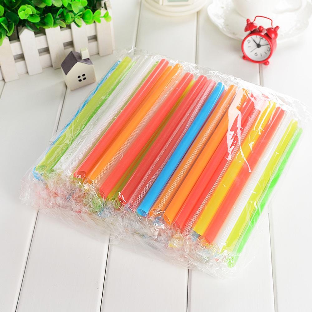 300 Pcs Disposable Smoothie Straws, 8 Inch Colorful Plastic Fat Straws for Tea Milkshake, Assorted Colors for Party Supplies, Individually Wrapped