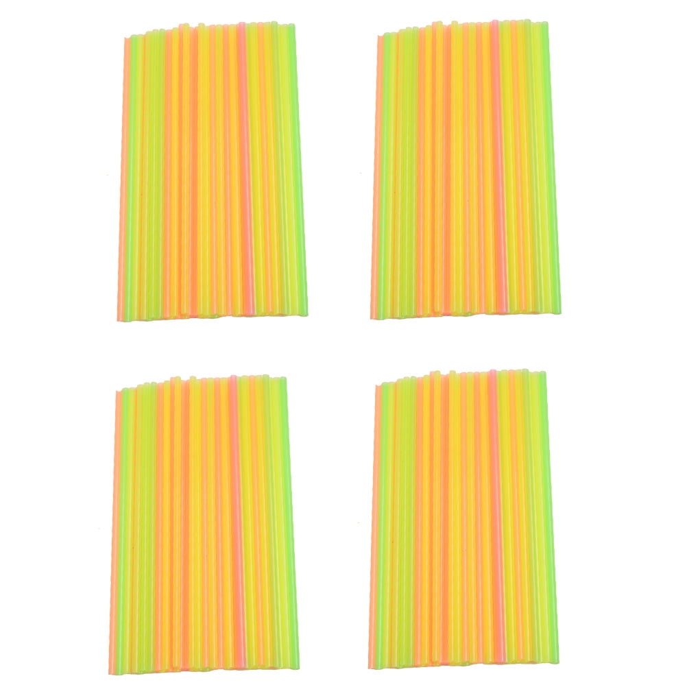 300 Pcs Disposable Straw Colored Straws Plastic Fluorescent