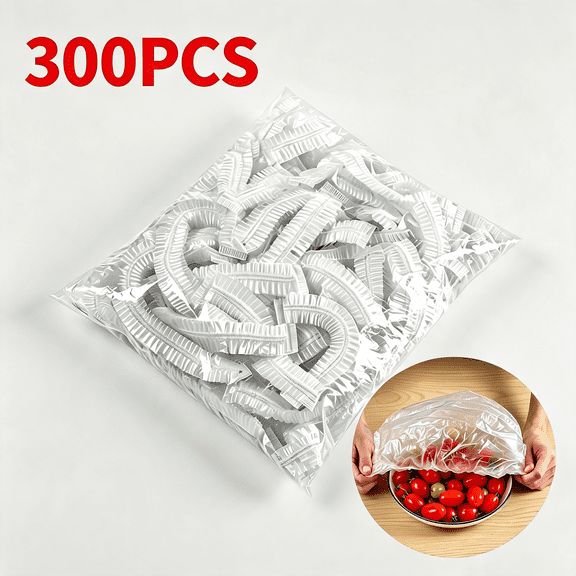 300 Pcs Elastic Food Covers Lids for Bowls Cups and Plates - Reusable Plastic Wrap Alternative for Kitchen Storage and Meal Prep - Stretchable Food Container Covers Set for Fruits Vegetables