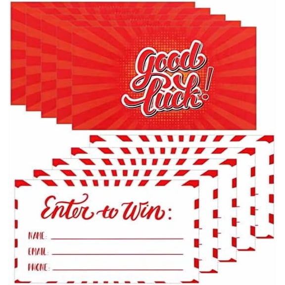 300 Pcs Enter to Win Raffle Tickets Cards - 3.5 x 2 Inch Entry Form Cards for Contest, Carnivals, Fairs, Ballot Box Raffle Drum with Space for Name, Email Address, Phone Number (Red Style)