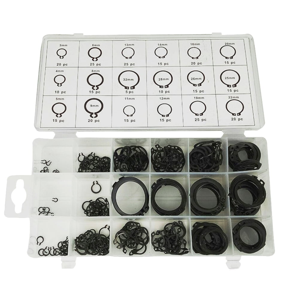 Wide Snap Rings 300 Pcs External Snap Ring Assortment Kit Set Circlip 18 Sizes ...