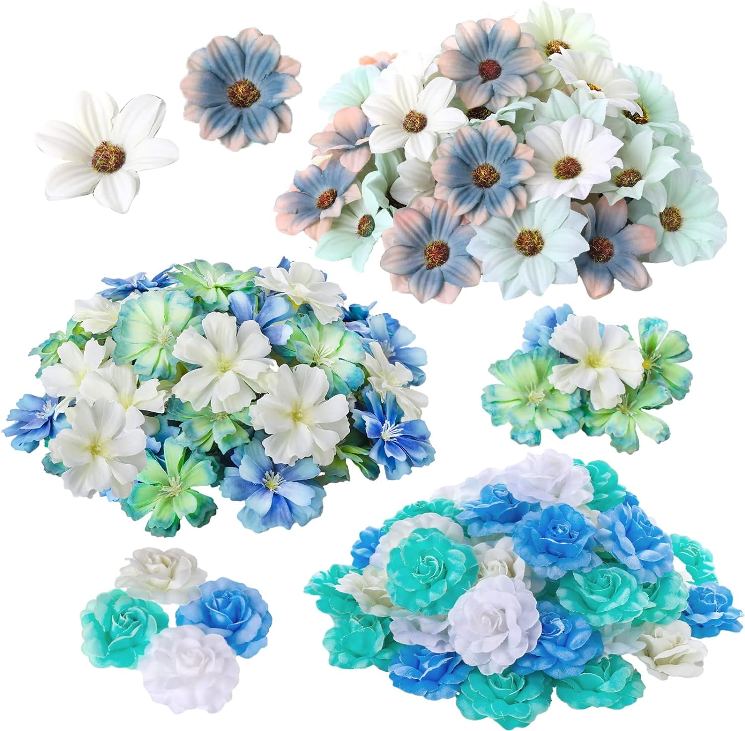 300 Pcs Faux Flower Heads Silk Artificial Plum Blossom Heads DIY Fake ...