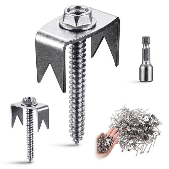 300 Pcs Fence Staples 304 Stainless Steel 1.75 Inch, Reusable Wire Fence Staples Screws, Hex Adapter Included for Wire Mesh Woven Fencing Softwood & Cordless Drill Compatible