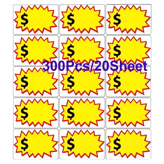 HOHAHO 300 Pcs Garage Sale Stickers,Community Sales Price Label,2x3 inch Removable Self-Adhesive ,Price Tag for Yard Rummage Retail Flea Market