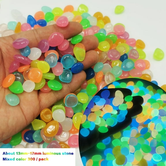 300 Pcs Glow Pebbles,Fish Tank Rocks,Glow In The Dark Rocks,Glowing Rocks for Outdoor Decor,Garden Lawn Yard,Aquarium,Walkway,Fish Tank,Pathway,Luminous Pebbles Powered By Light Or Solar