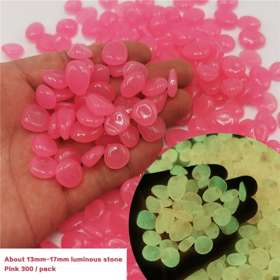 300 Pcs Glow Pebbles,Fish Tank Rocks,Glow In The Dark Rocks,Pink Glowing Rocks for Outdoor Decor,Garden Lawn Yard,Aquarium,Walkway,Fish Tank,Pathway,Luminous Pebbles Powered By Light Or Solar