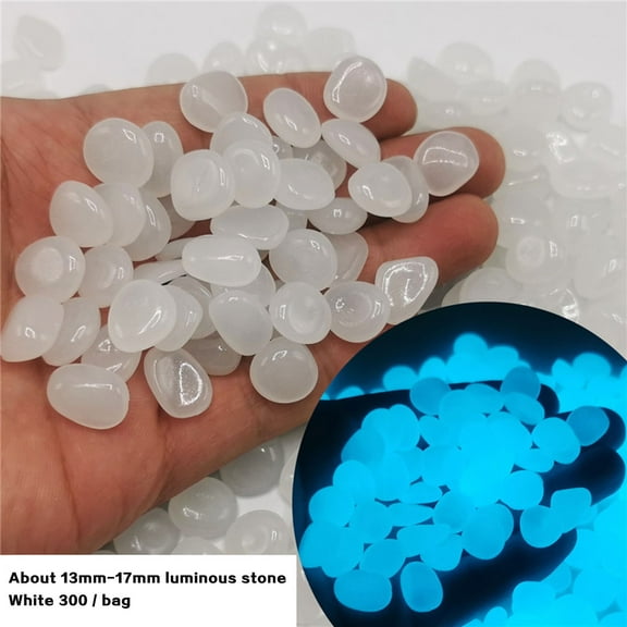 300 Pcs Glow Pebbles,Fish Tank Rocks,Glow In The Dark Rocks,White Glowing Rocks for Outdoor Decor,Garden Lawn Yard,Aquarium,Walkway,Fish Tank,Pathway,Luminous Pebbles Powered By Light Or Solar