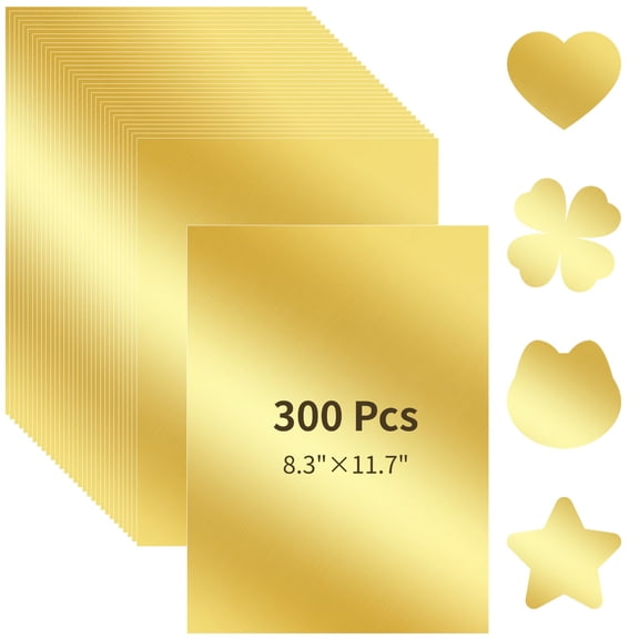 300 Pcs Gold Cardstock, A4 Metallic Mirrored Paper, 8.3x11.7" Reflective Sheets for DIY Crafts, Invitations, Decorations, Card Making