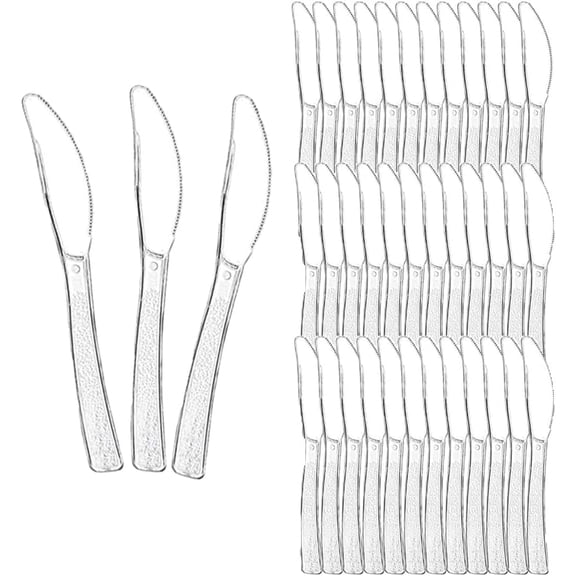 300 Pcs Heavy Duty Clear Plastic Cutlery Set, 6.4 Inch Transparent Disposable Knives for Party & All Occasions
