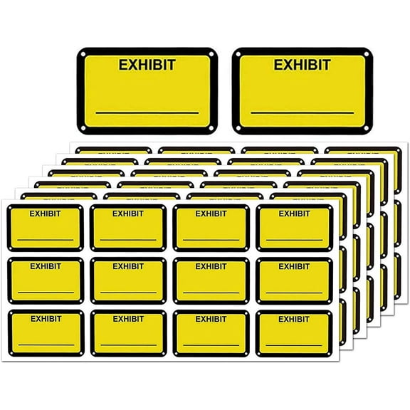 300 Pcs Legal Exhibit Stickers 1.65 x 1 Inches Fluorescent Yellow Color-Coded Exhibit Labels Name Tag Stickers Blank File Folder Labels for Offices Courts Legal Documents Report Dividers