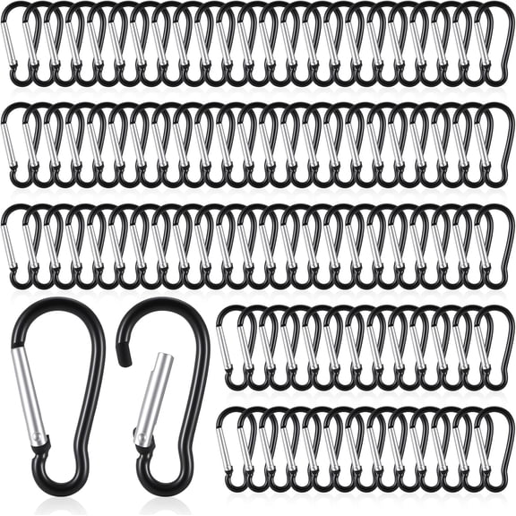 300 Pcs M5 Carabiner Clips, Heavy Duty Spring Snap Hook Bulk Aluminum Alloy Clip Quick Link Keychain for Hanging Camping Hiking Traveling Fishing Outdoor