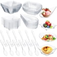 thumbnail image 1 of 300 Pcs Mini Appetizer Plates with Spoons Forks Disposable Mini Dessert Plates Plastic Appetizer Bowls Tiny Individual Serving Trays for Party(Clear,Classic), 1 of 3